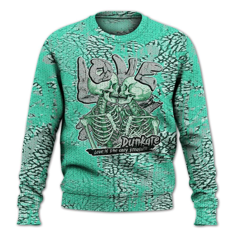 Knitted Sweater To Match Black Green Glow 3s - Skull Love
