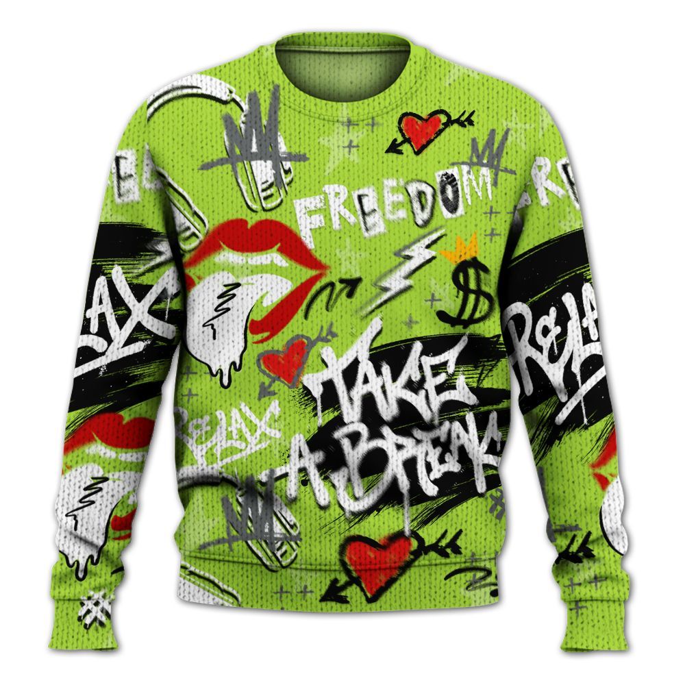 Knitted Sweater To Match Air Max 95 Neon - Take Break Freedom Graffiti Streetwear