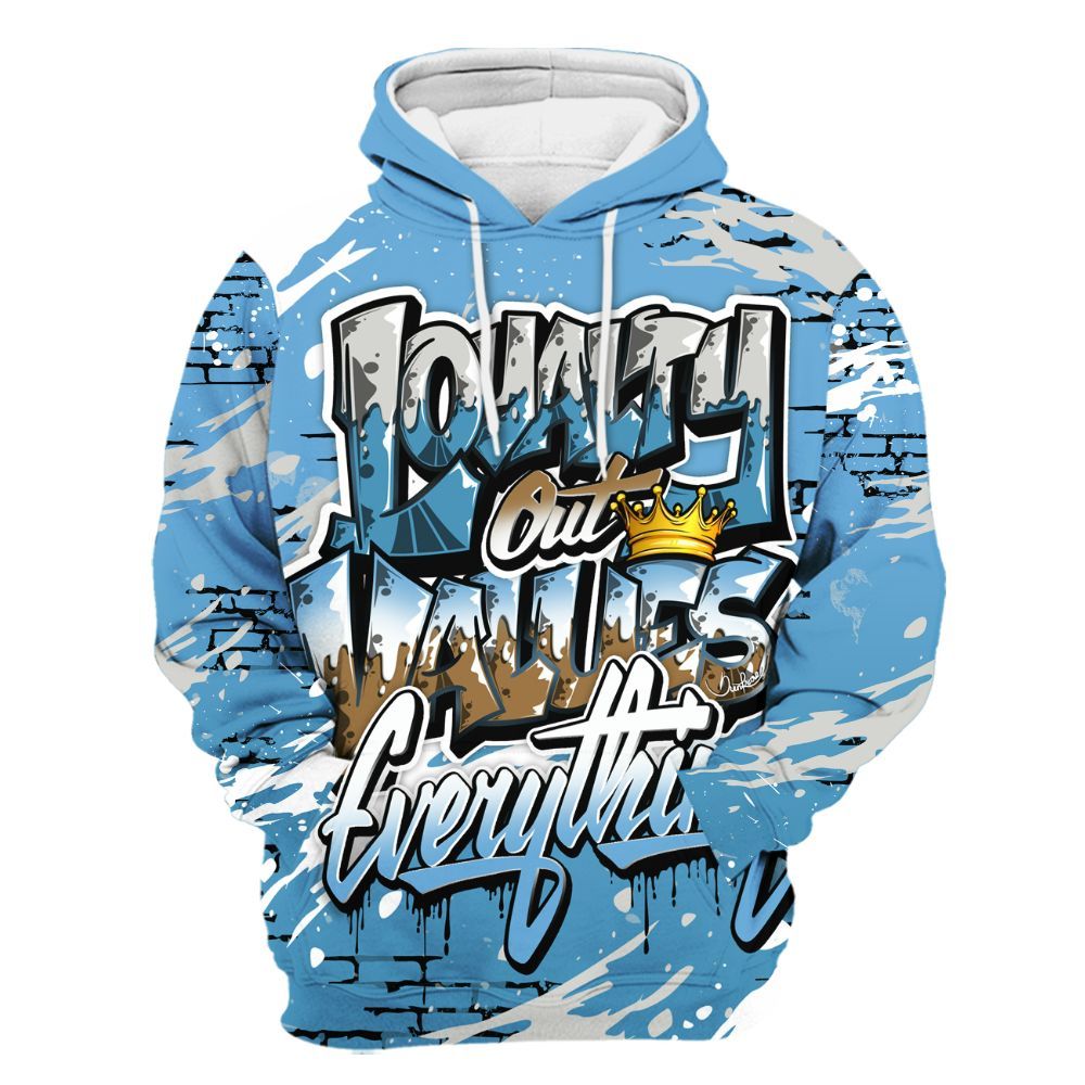 Hoodie To Match SB Dunk Low University Blue - Values Of Loyalty Drip All Over Print