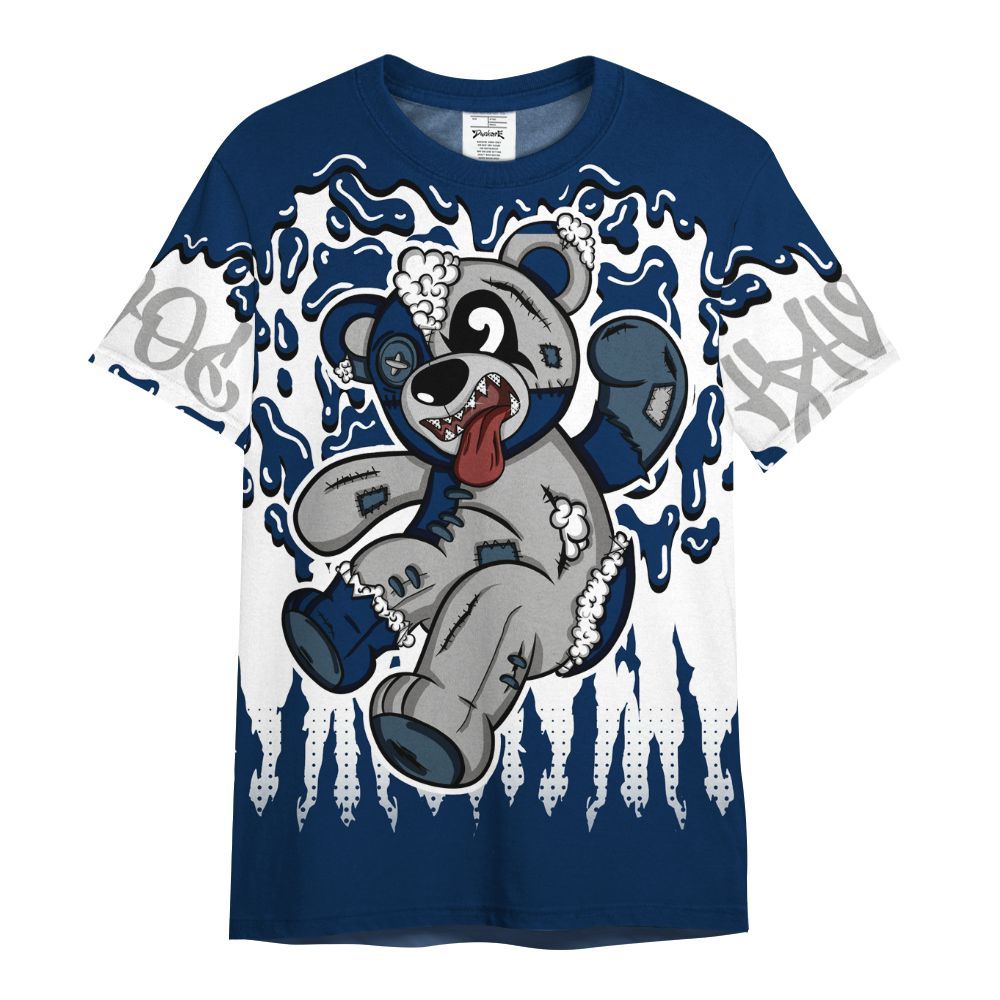 Shirt To Match SB White Navy 4s - Havok Bear Dripping All Over Print