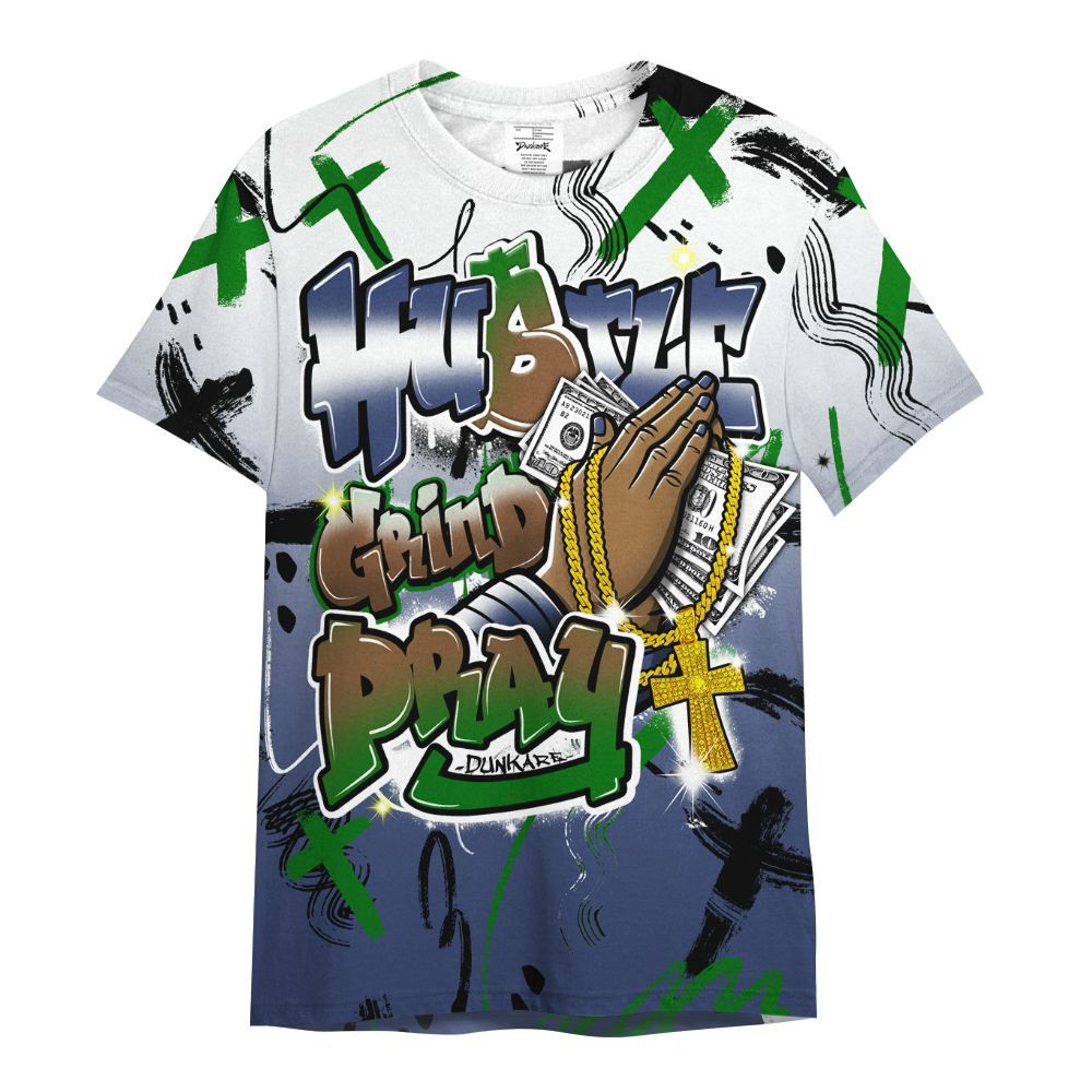 Shirt To Match Midnight Navy 13s - Money Hustle Grind Pray All Over Print