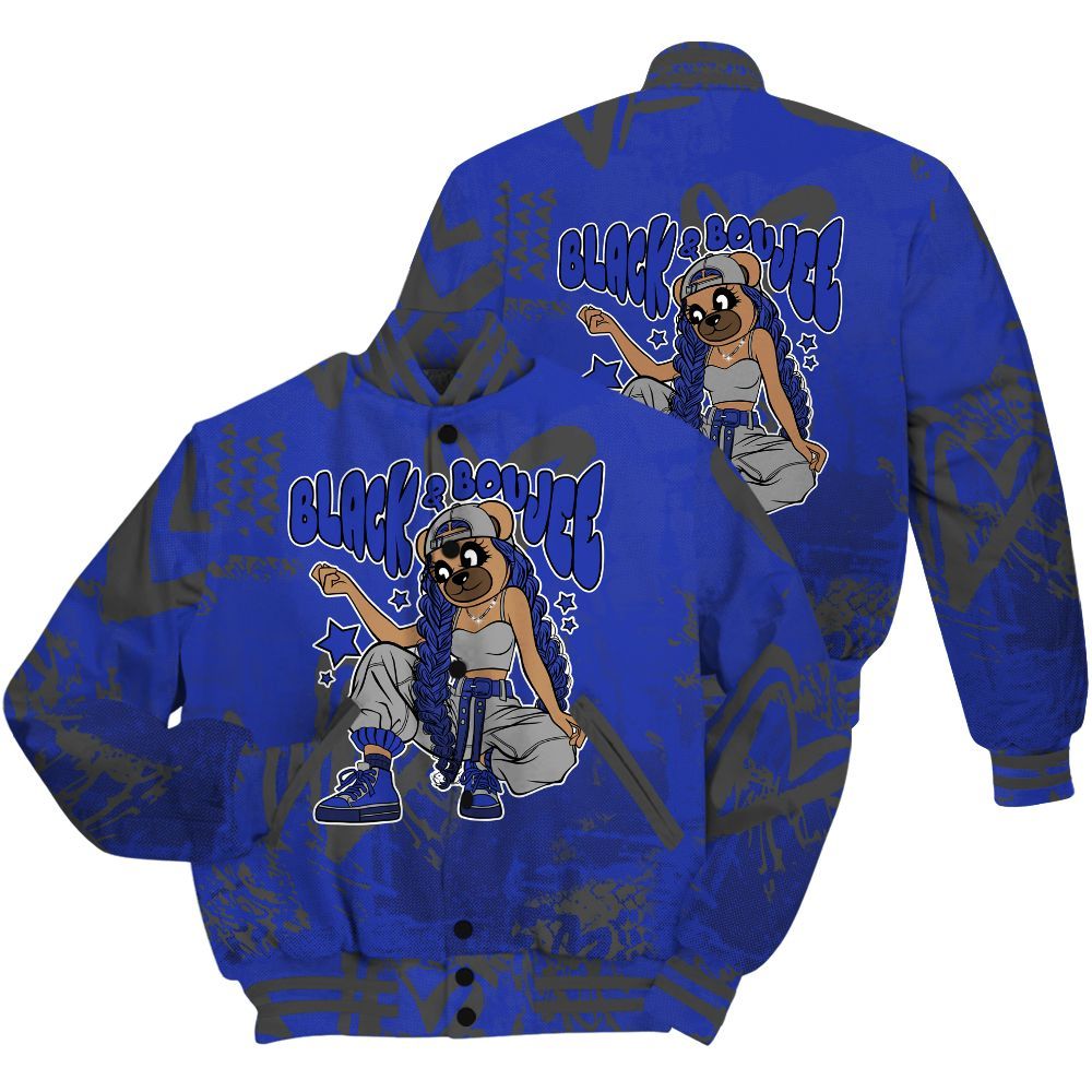 Varsity Jacket To Match Air Max Plus Black Racer Blue Shirt - Boujee Girls Bear Heart Grunge All Over Print