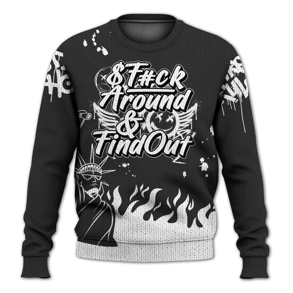 Knitted Sweater To Match White Thunder 4s - Graphic Fck Around Find Out