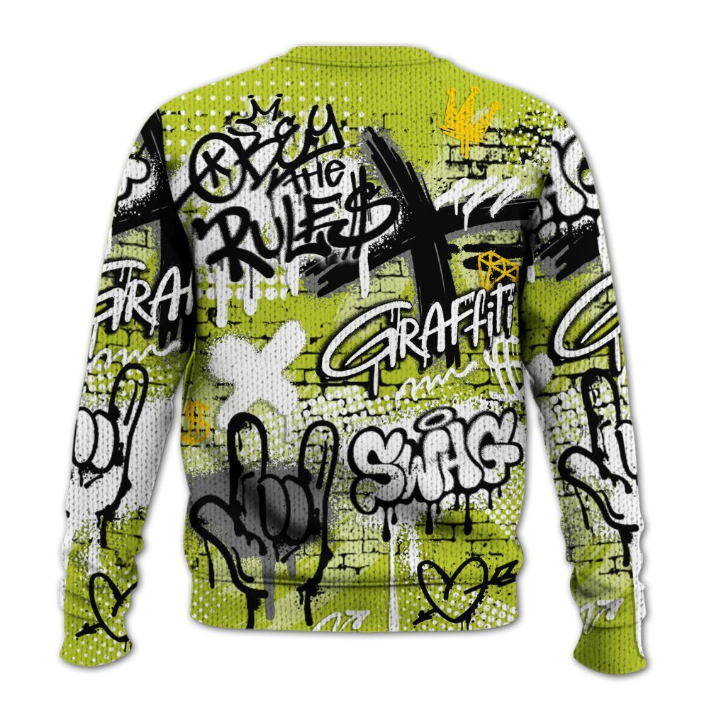 Knitted Sweater To Match Bright Cactus 13s - True It Real Graffiti Streetwear