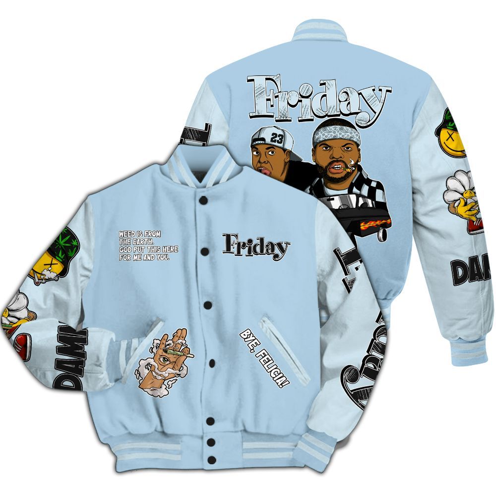 Varsity Jacket To Match Foamposite One Psychic Blue - Friday Sneaker Stress Style All Over Print