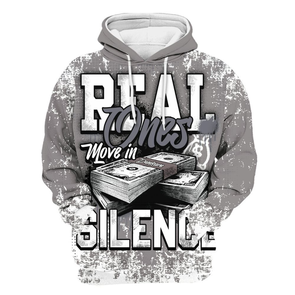 Hoodie To Match Cool Grey 11s - Move In Silence Money Street Retro All Over Print