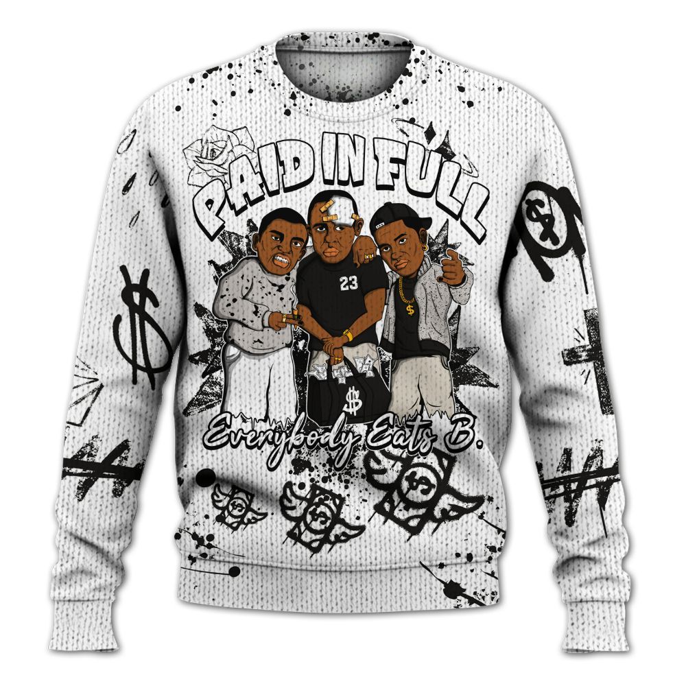 Knitted Sweater To Match Retro Reverse Metallic 5s - Everybody Paid In Full Crayon