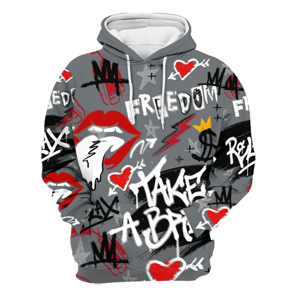 Hoodie To Match Retro Fire Red 9s - Take Break Freedom Graffiti Streetwear All Over Print