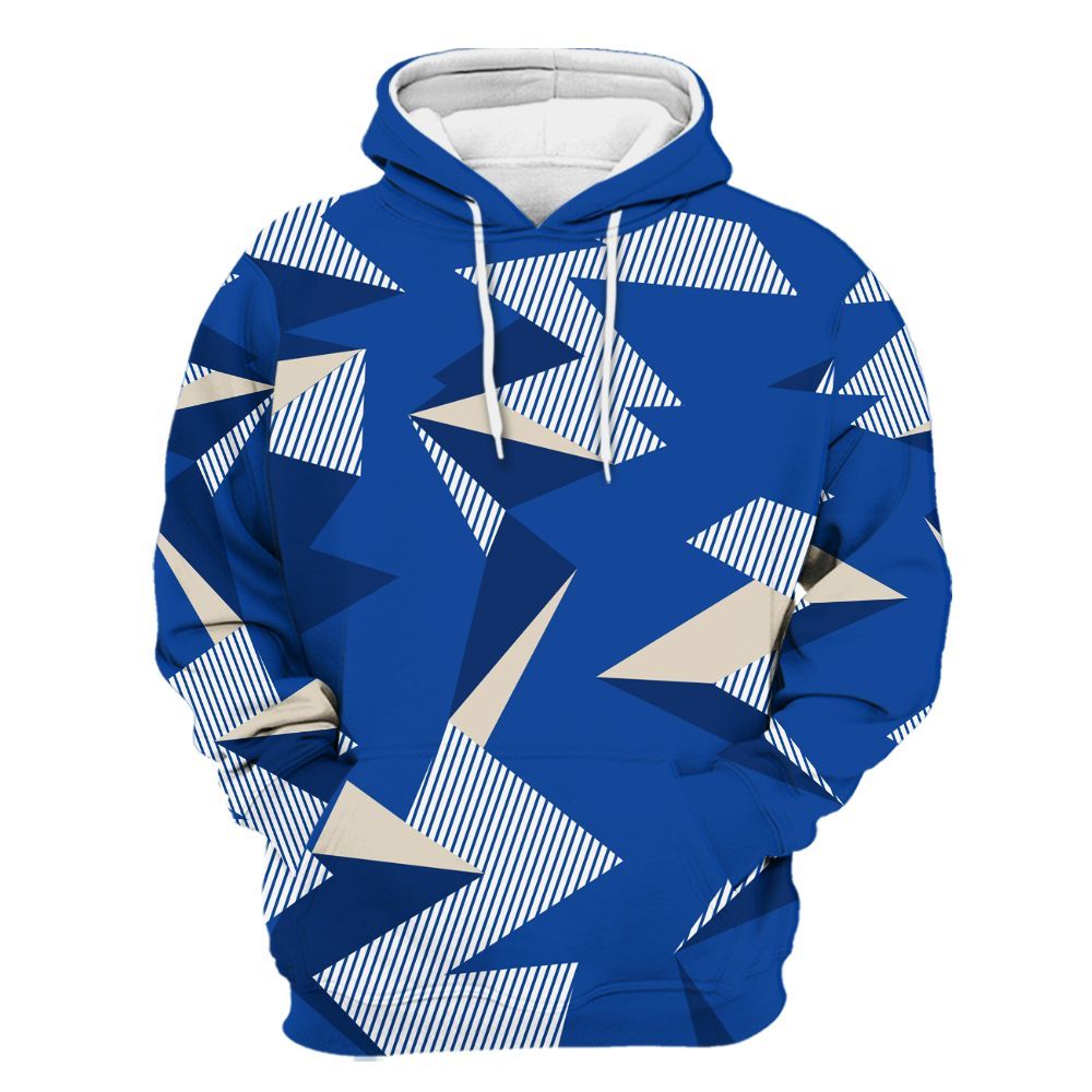 Hoodie To Match Low Game Royal 1s - Geometric Camouflage Pattern All Over Print
