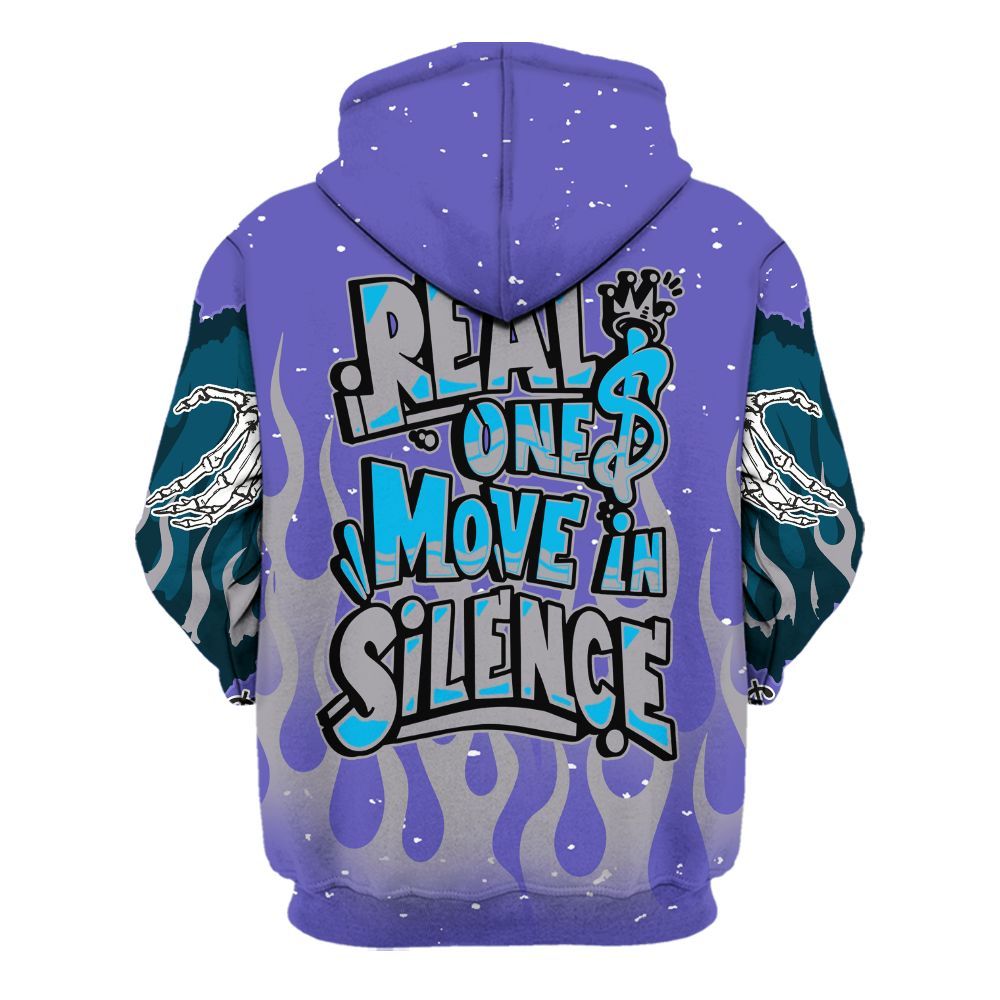 Hoodie To Match Retro Aqua 8s - Ones Move In Silence Graphic Trapped All Over Print