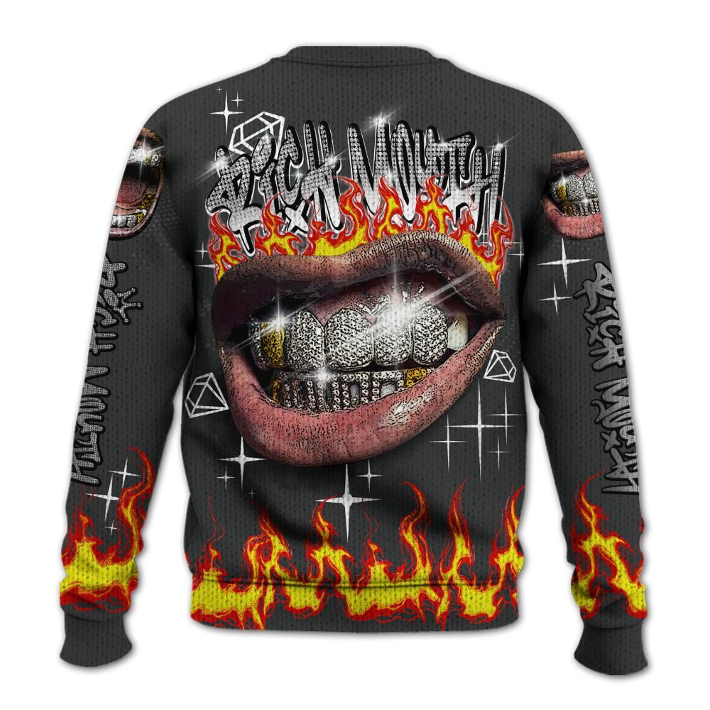 Knitted Sweater To Match White Thunder 4s - Rich Mouth Fire Rap Retro 90s