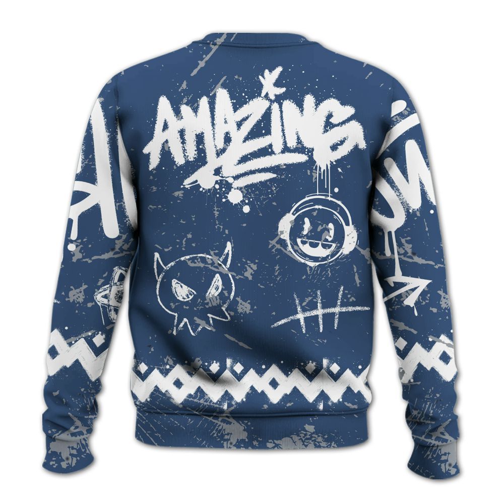 Sweatshirt To Match Midnight Navy 4s - Friday Sneaker Crayon All Over Print