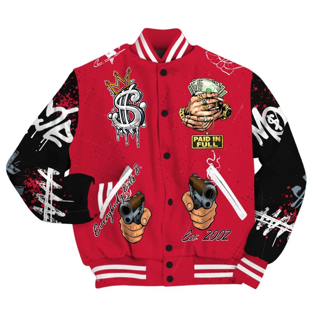 Varsity Jacket To Match Retro Infrared Salesman 6s - Everybody Paid In Full Crayon All Over Print