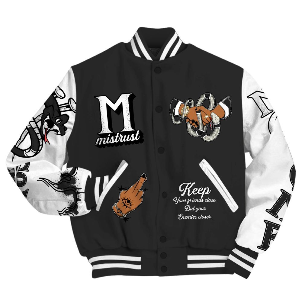 Varsity Jacket To Match White Thunder 4s - Trust No One Snake-Bite Street Style All Over Print