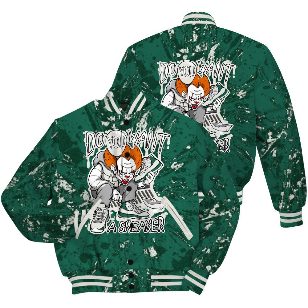 Varsity Jacket To Match Oxidized Green 4s Shirt - Clown Scary Sneakers Graphic Halloween All Over Print