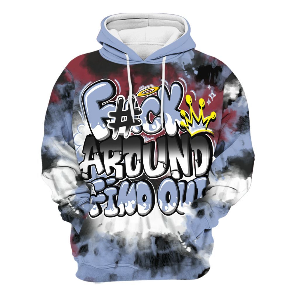Hoodie To Match Black Metallic 5s - Tie Dye FK Around Find Out All Over Print