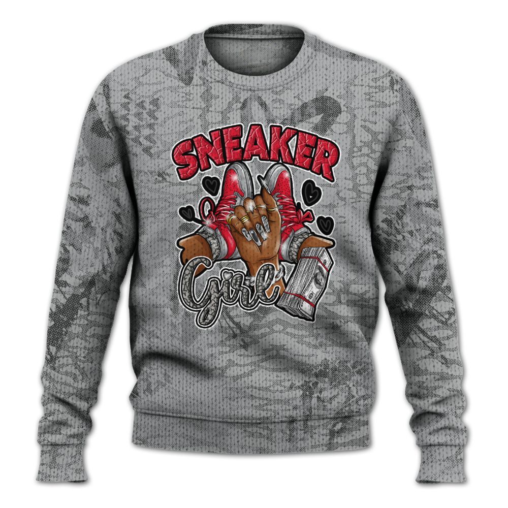 Knitted Sweater To Match Black Cement 3s - Sneakerz Girlz Heart Grunge