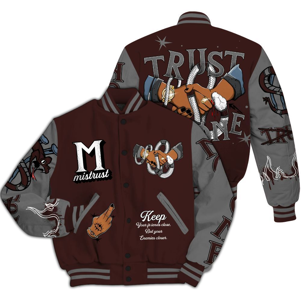 Varsity Jacket To Match Burgundy 5s - Trust No One Snake-Bite Street Style All Over Print