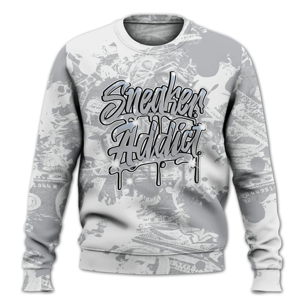 Sweatshirt To Match Low OG Wolf Grey 1s - Addiction Sneakers Graphic Street Art All Over Print
