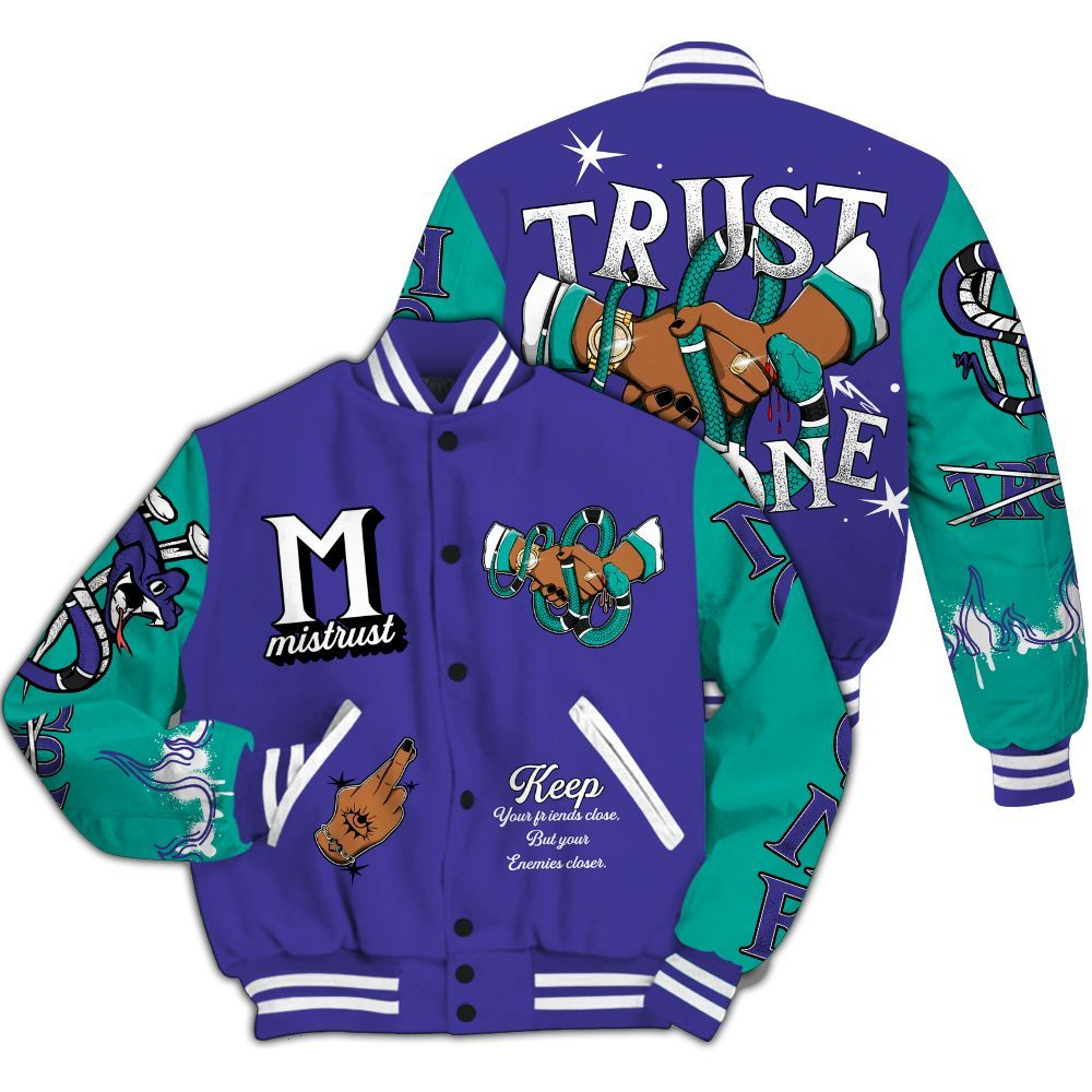 Varsity Jacket To Match Retro Grape 5s - Trust No One Snake-Bite Street Style All Over Print