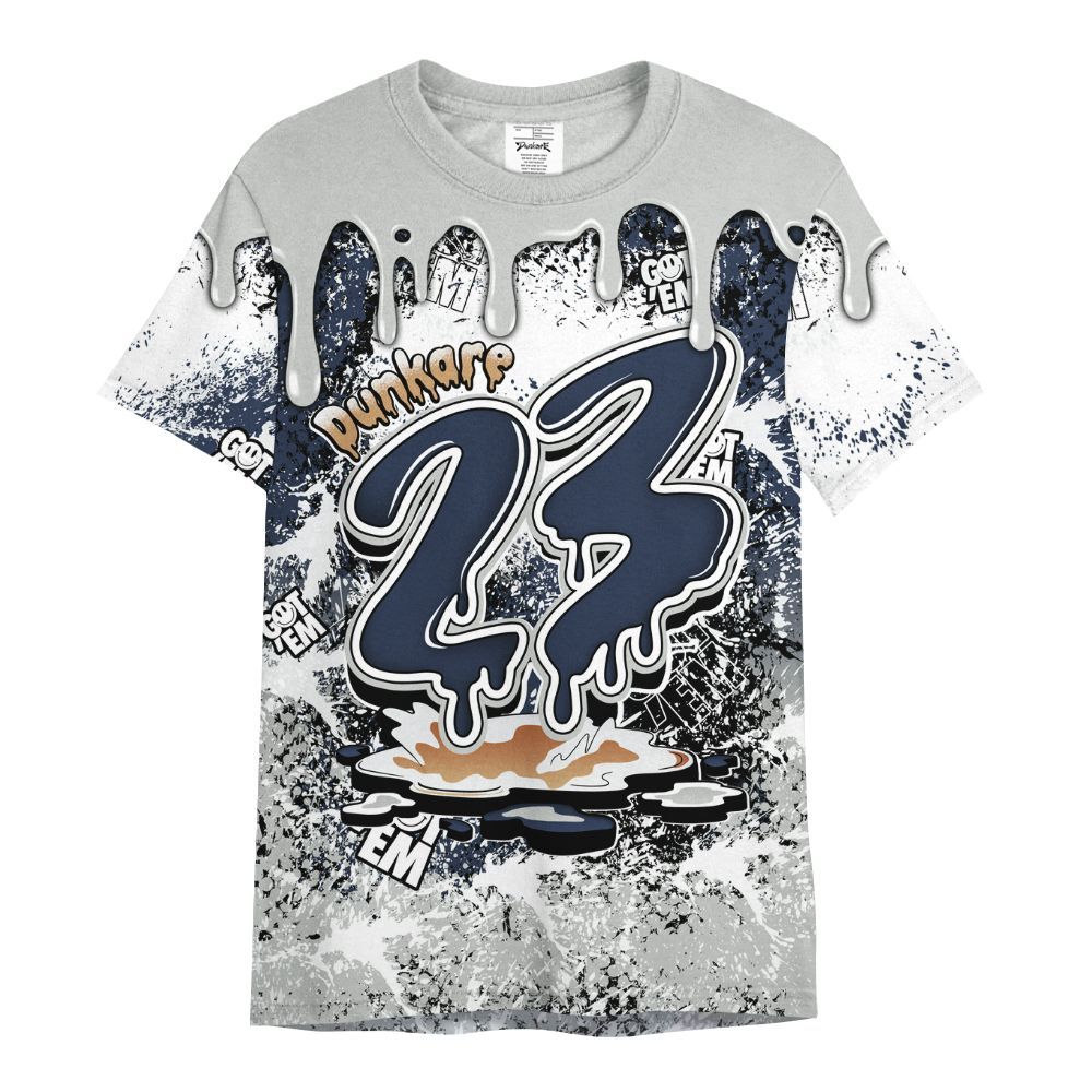 Shirt To Match Low Navy Grey Gum 1s - Dripping 23 Drip All Over Print