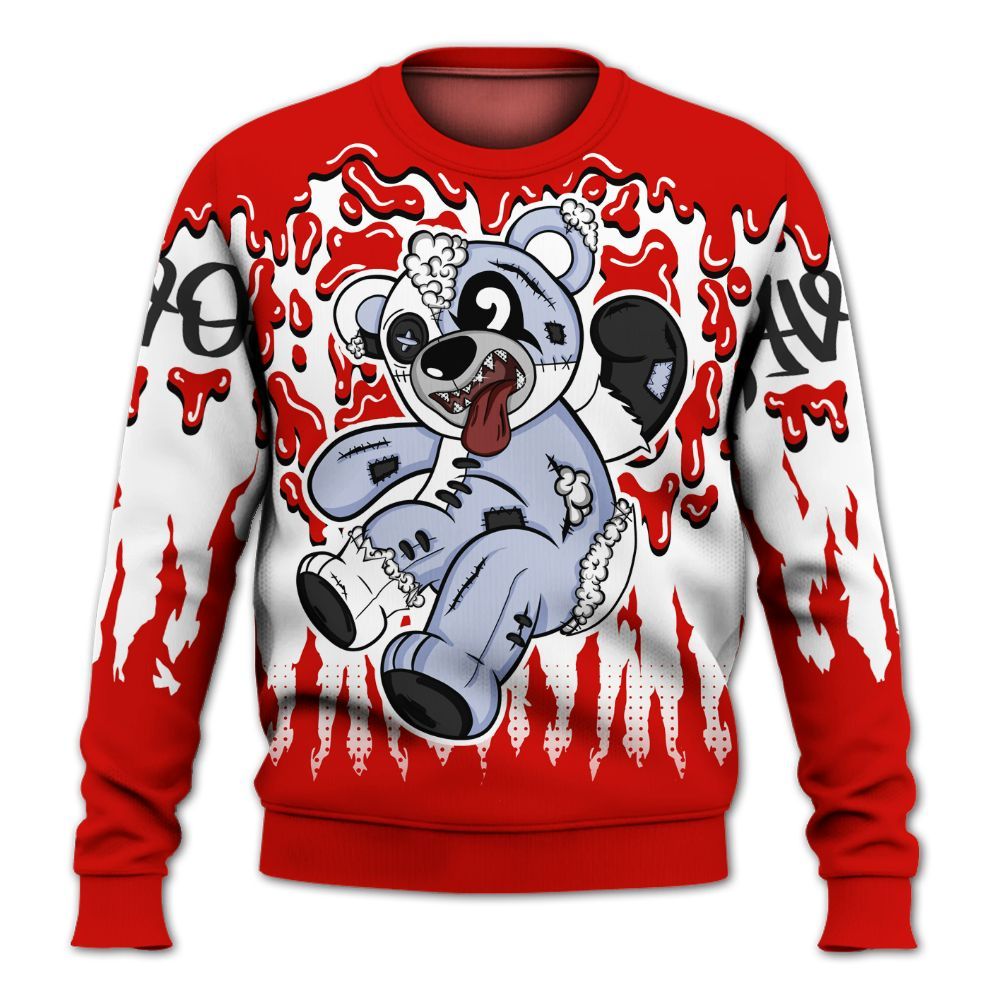 Sweatshirt To Match Fire Red 6s - Havok Bear Dripping All Over Print
