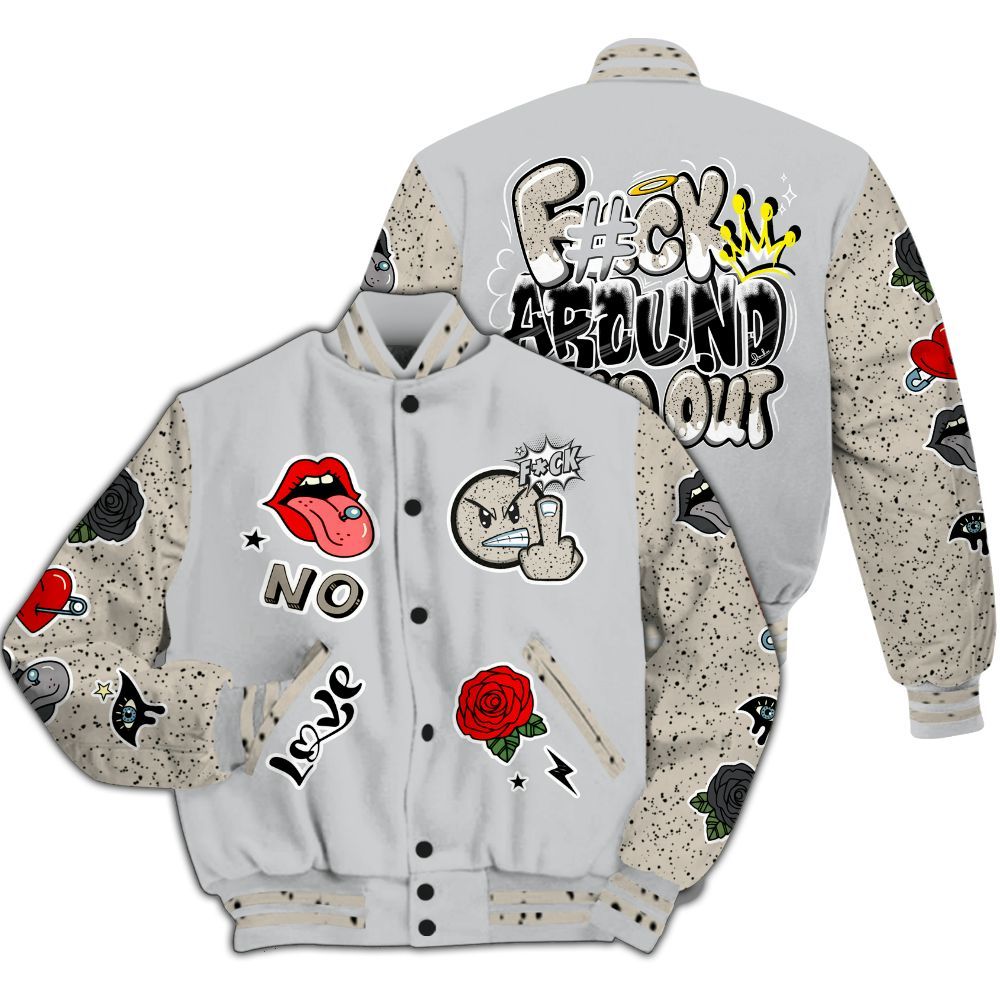 Varsity Jacket To Match Metallic Silver 2024 5s - FK Around Find Out All Over Print