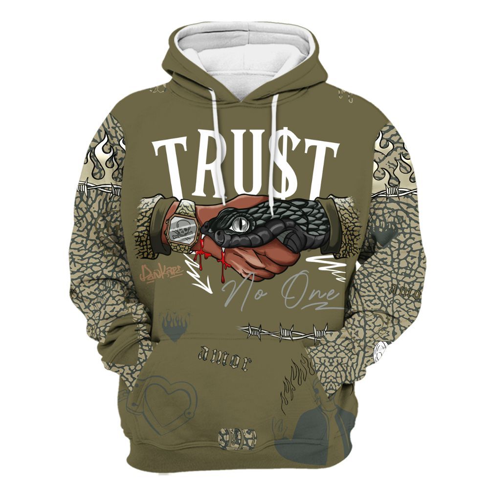 Hoodie To Match Retro Family Affair 3s - Snake Trust No One All Over Print