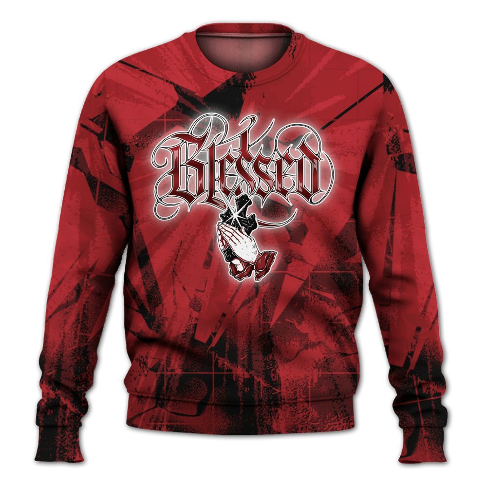 Sweatshirt To Match Alternate Flu Game 12s - God Blessed All Over Print