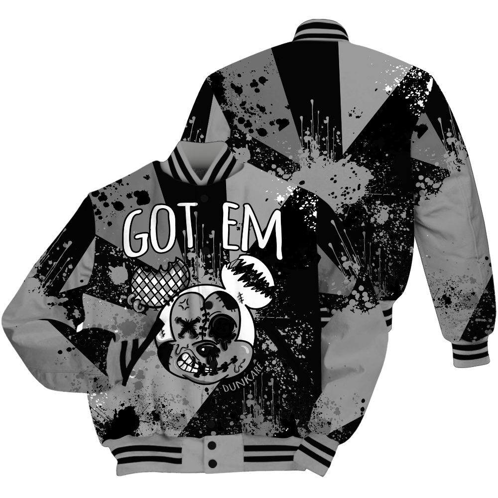 Varsity Jacket To Match Black Wolf Grey 12s Shirt, Got Em Drip All Over Print