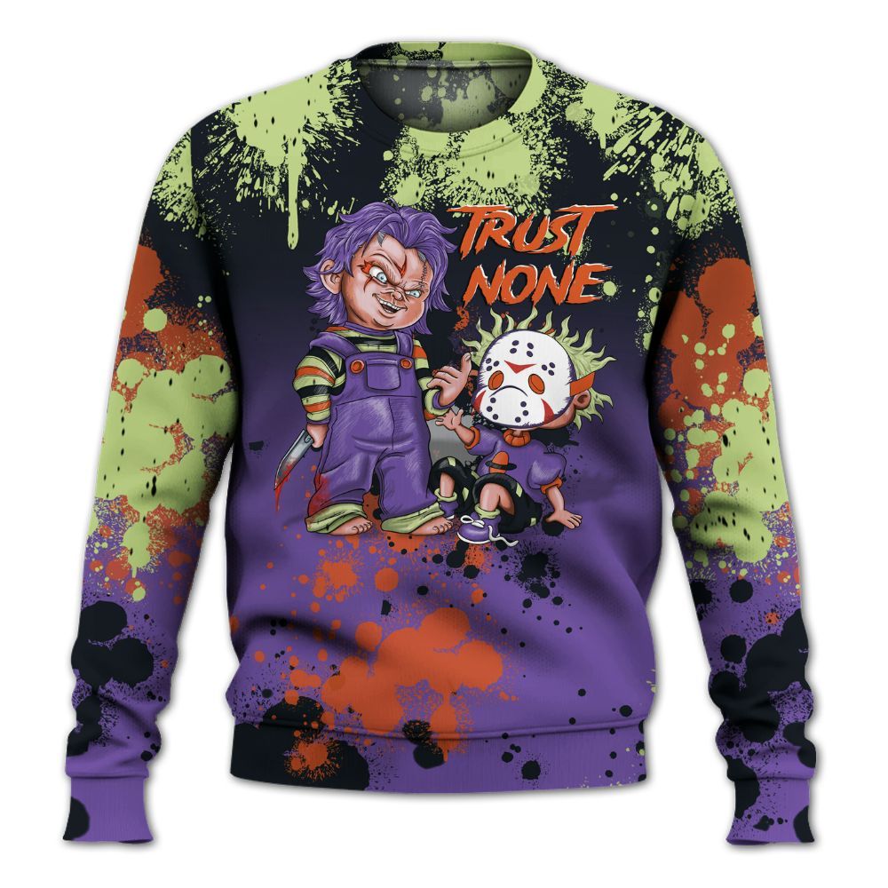 Sweatshirt To Match Canyon Purple 4s - Trust No One Scary All Over Print