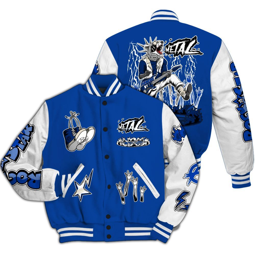 Varsity Jacket To Match Low Game Royal 1s - Punk Rock Raccoon All Over Print