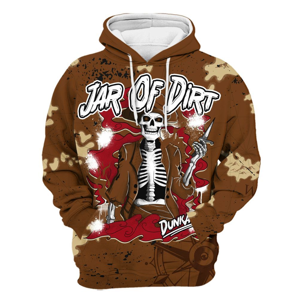 Hoodie To Match Archaeo Brown 5s - Skeleton Jar Of Dirt Retro All Over Print