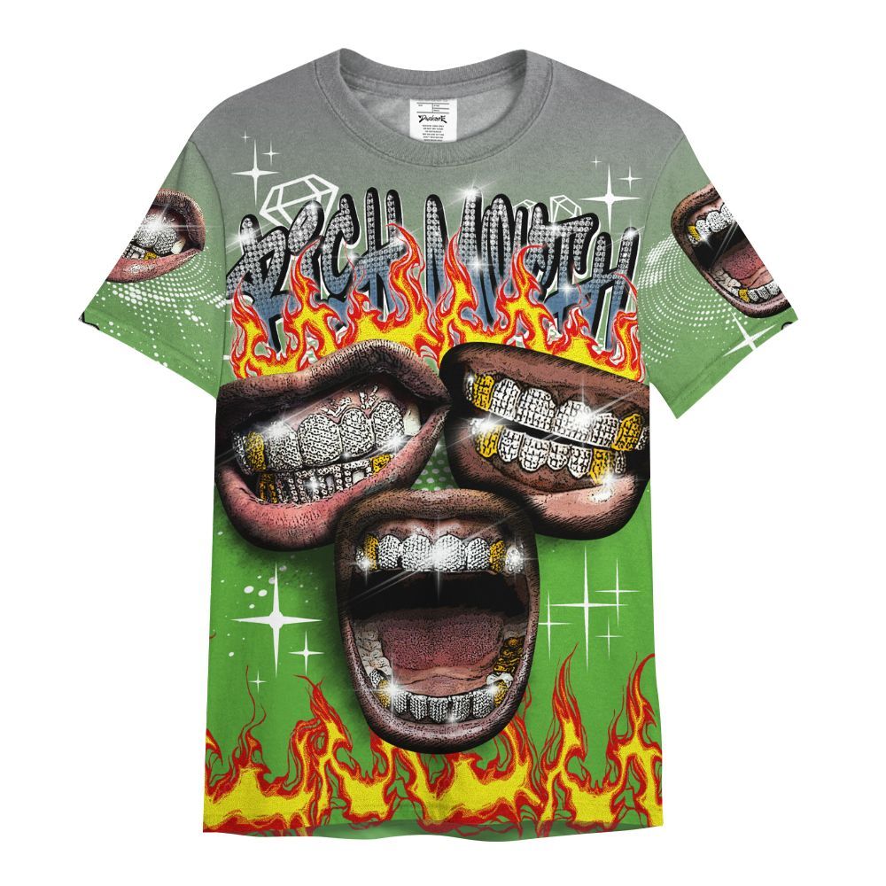Shirt To Match Retro Green Bean 5s - Rich Mouth Fire Rap Retro 90s All Over Print
