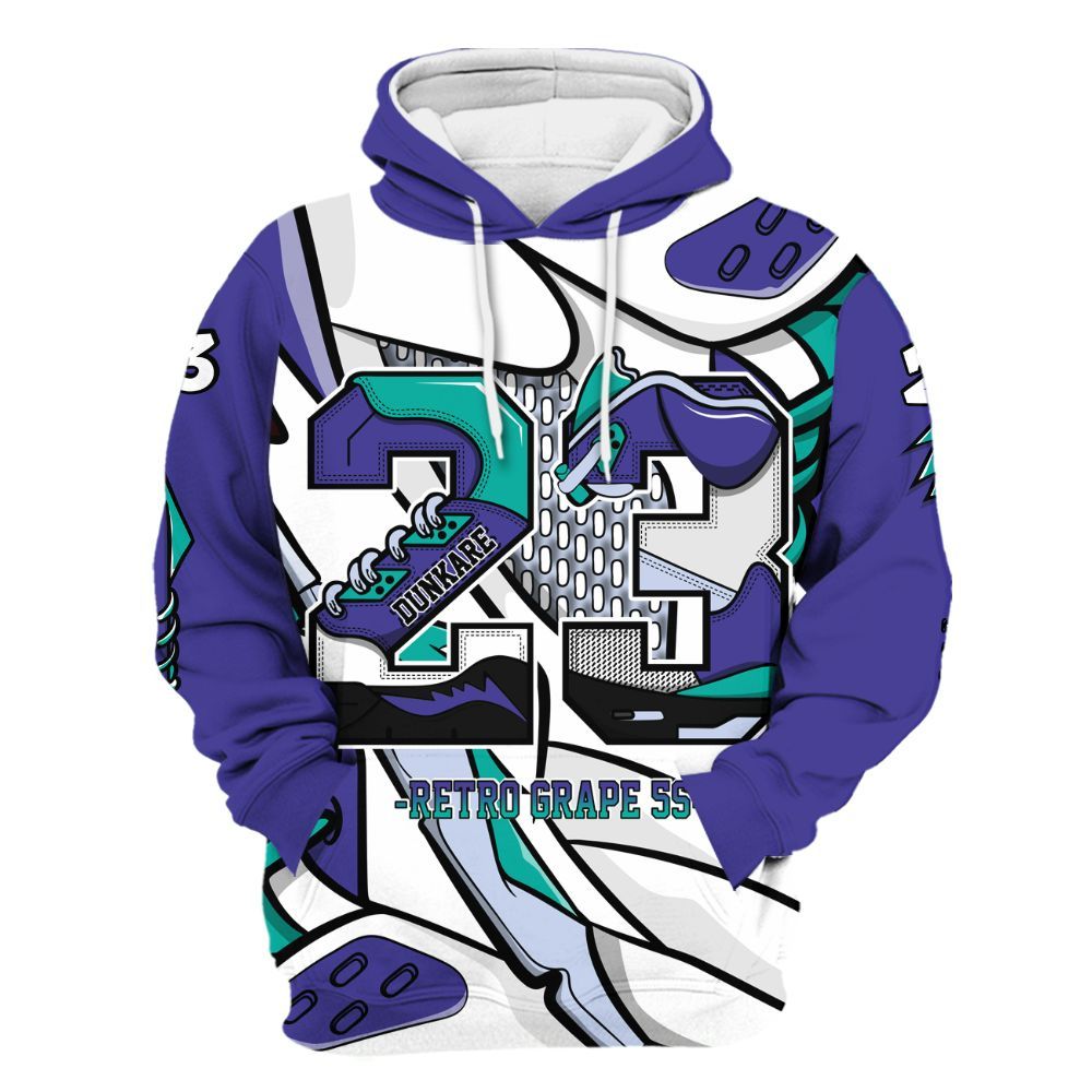 Hoodie To Match Retro Grape 5s - Number 23 Style 5s All Over Print