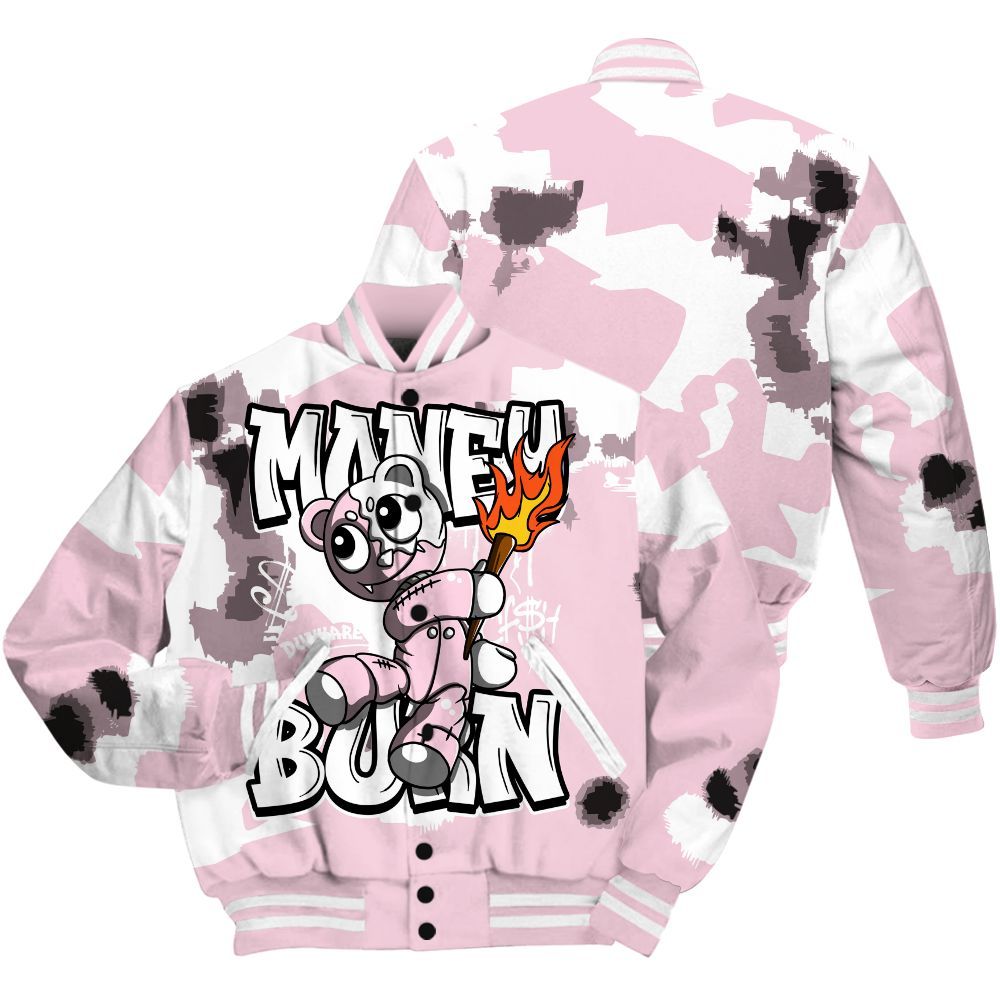 Varsity Jacket To Match Orchid 4s - Money Burn Retro All Over Print