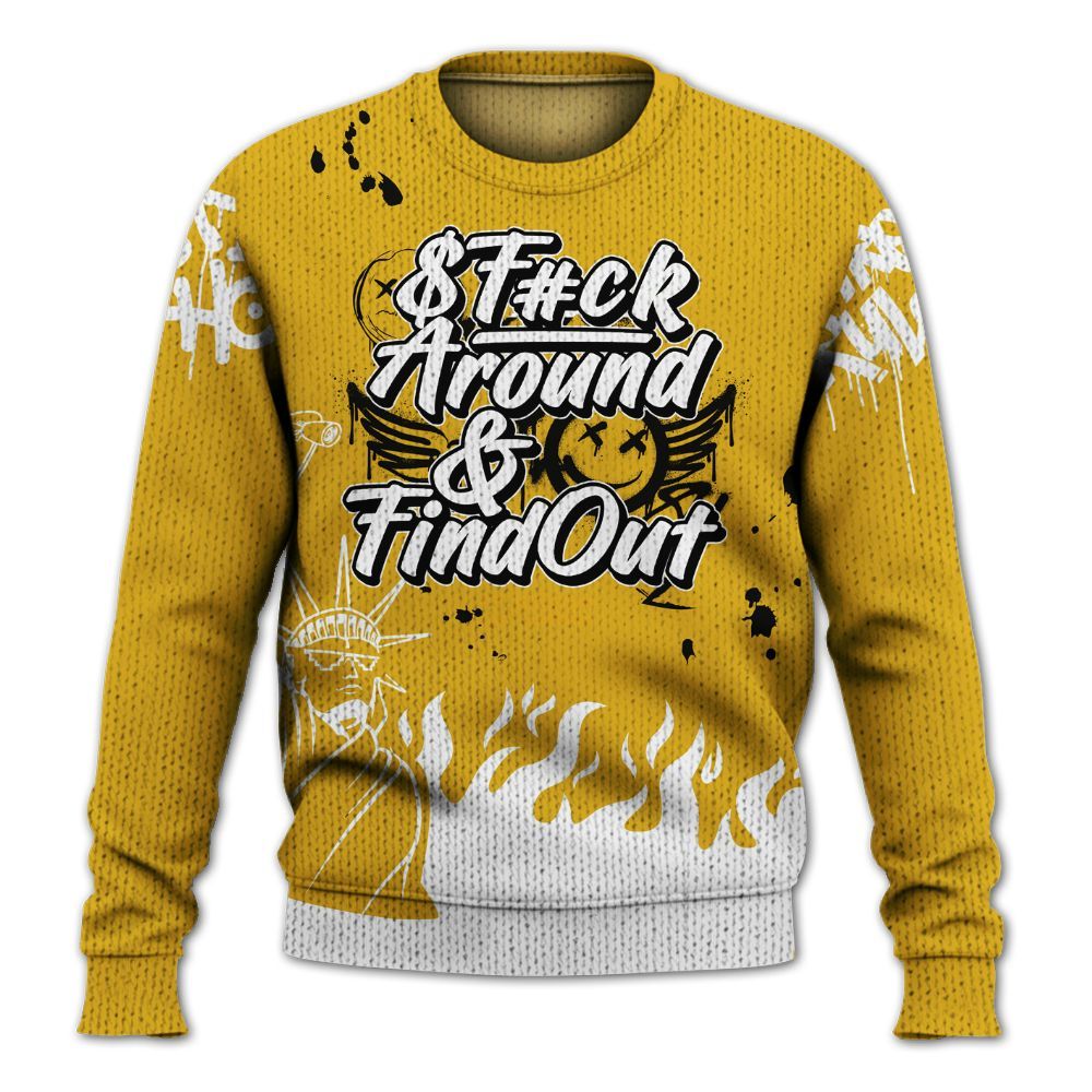 Knitted Sweater To Match Vivid Sulfur 4s - Graphic Fck Around Find Out