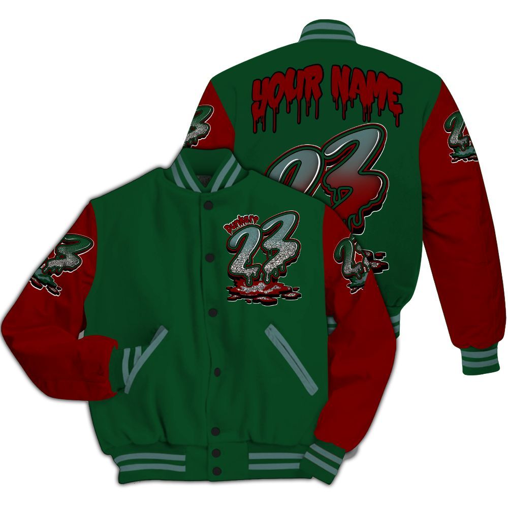 Varsity Jacket To Match Concrete Rose 3s - Custom Name 23 Drip All Over Print
