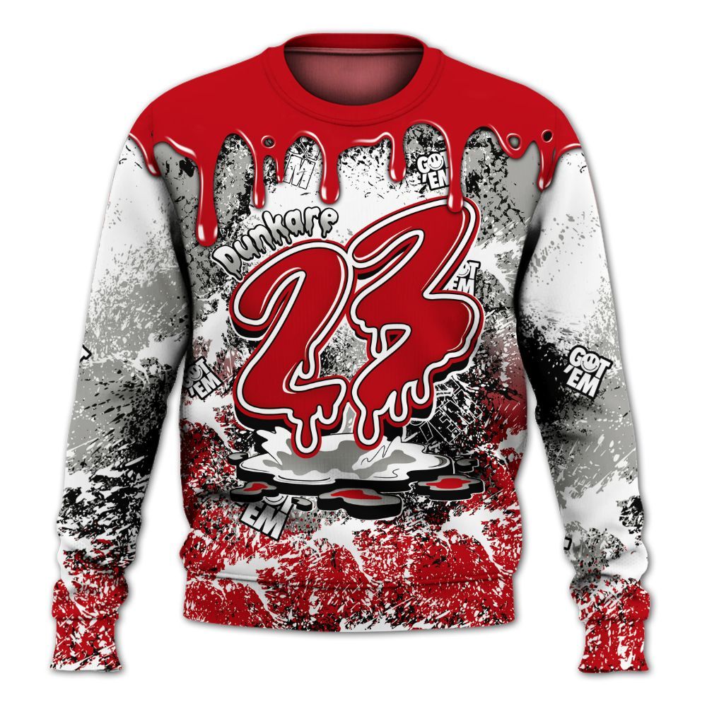 Sweatshirt To Match Air Griffey Max Gray Reds 1s - Dripping 23 Drip All Over Print