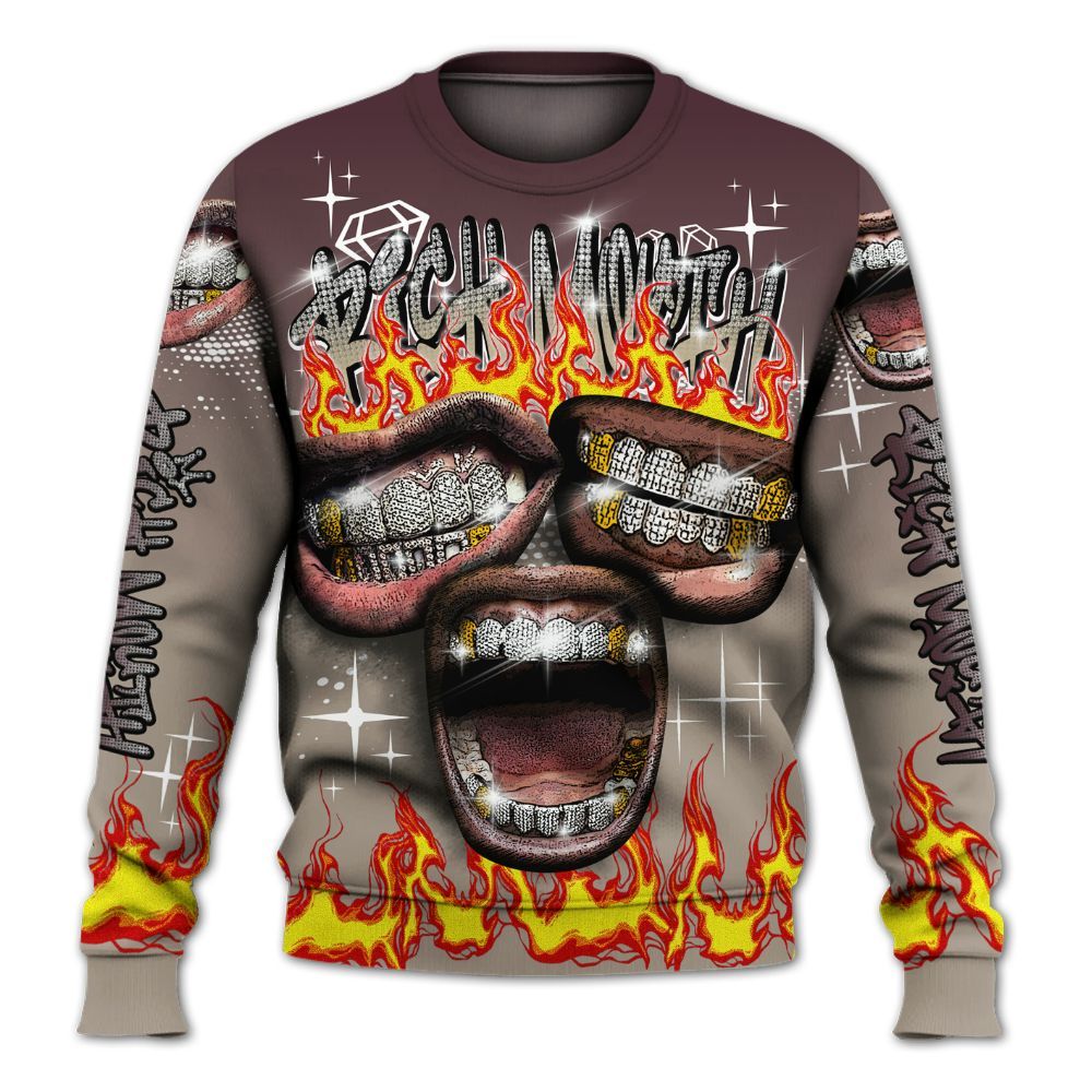 Sweatshirt To Match AMM Retro Phantom 4s - Rich Mouth Fire Rap Retro 90s All Over Print