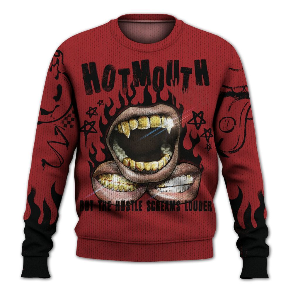 Knitted Sweater To Match Alternate Flu Game 12s - Mouth Burning Street Style