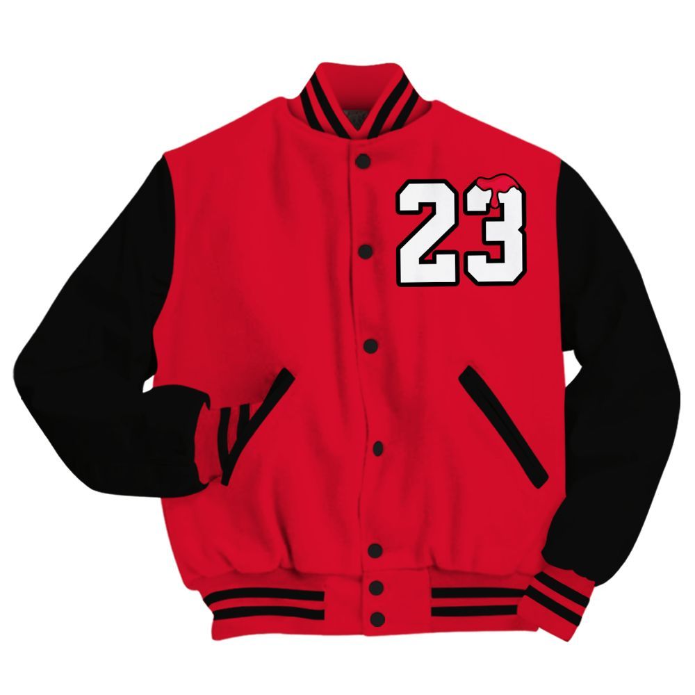 Varsity Jacket To Match Air Max Sunder Gore Tex Fire Red - Custom Name Number 23 Drip All Over Print