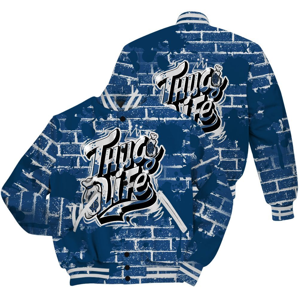 Varsity Jacket To Match High OG Midnight Navy 1s Shirt - Free Thug Living Graphic Brick Art All Over Print