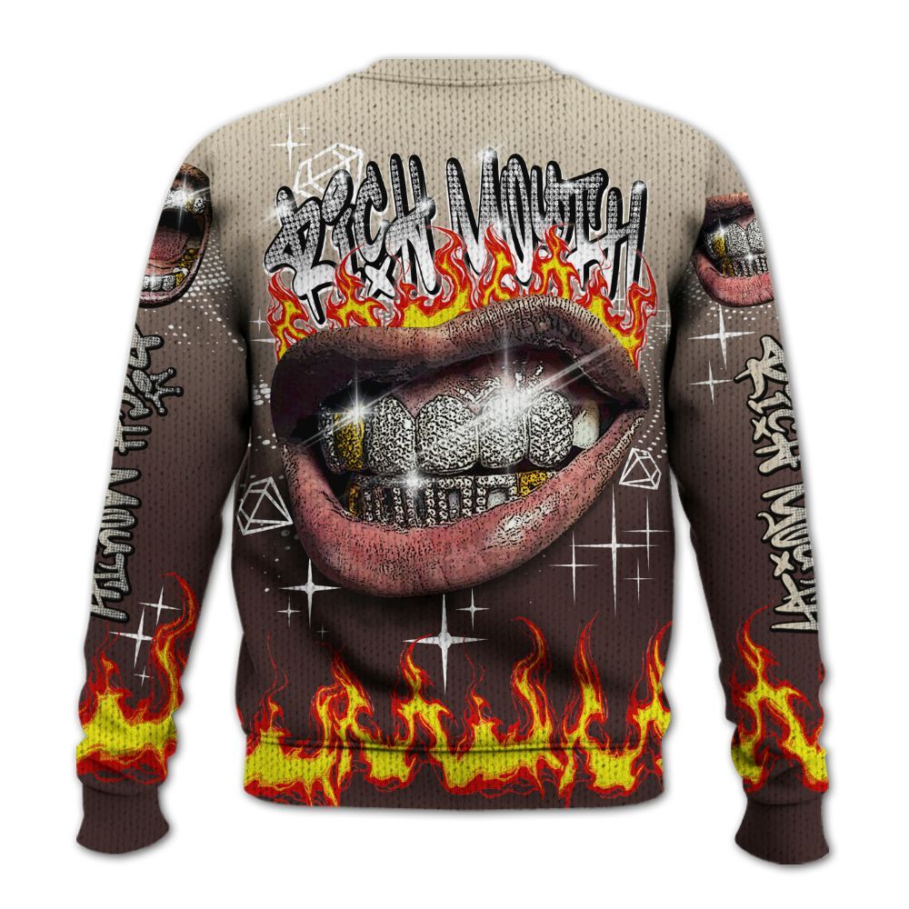 Knitted Sweater To Match Burgundy Crush 3s - Rich Mouth Fire Rap Retro 90s