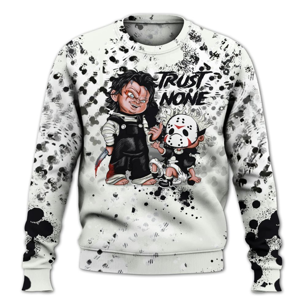 Sweatshirt To Match Air Flightposite Sail Black - Trust No One Scary All Over Print