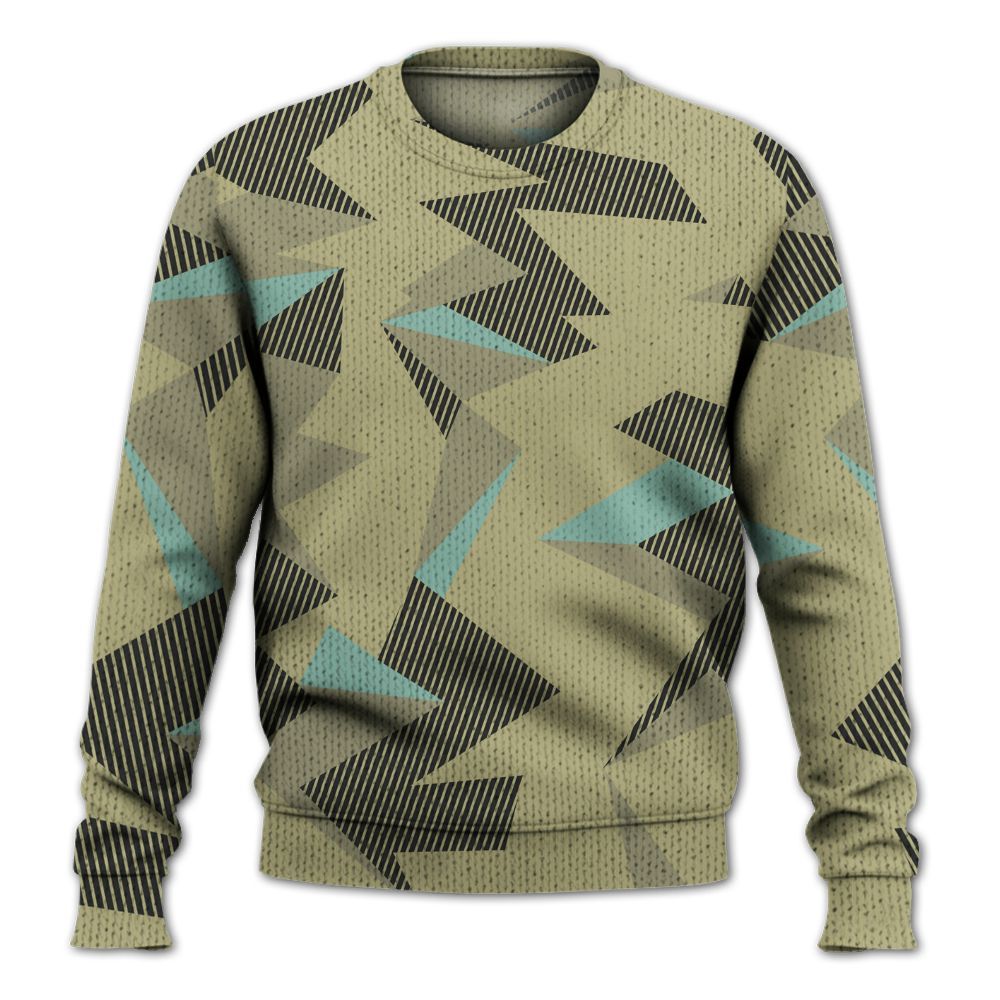 Knitted Sweater To Match Dunk Low Suede Olive Aura - Geometric Camouflage Pattern