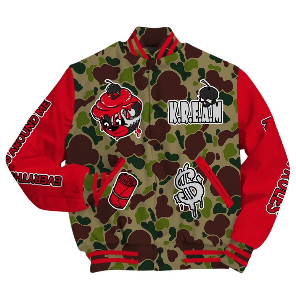 Varsity Jacket To Match Air Max 90 Duck Camo Red - Loot Bear All Over Print