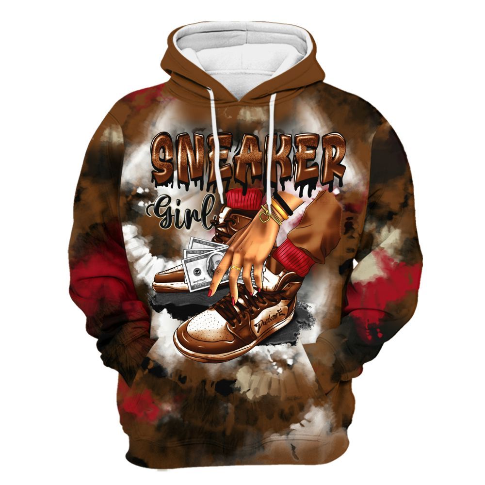 Hoodie To Match Archaeo Brown 5s - SNEAKER Girl Money Drip Tie Dye All Over Print