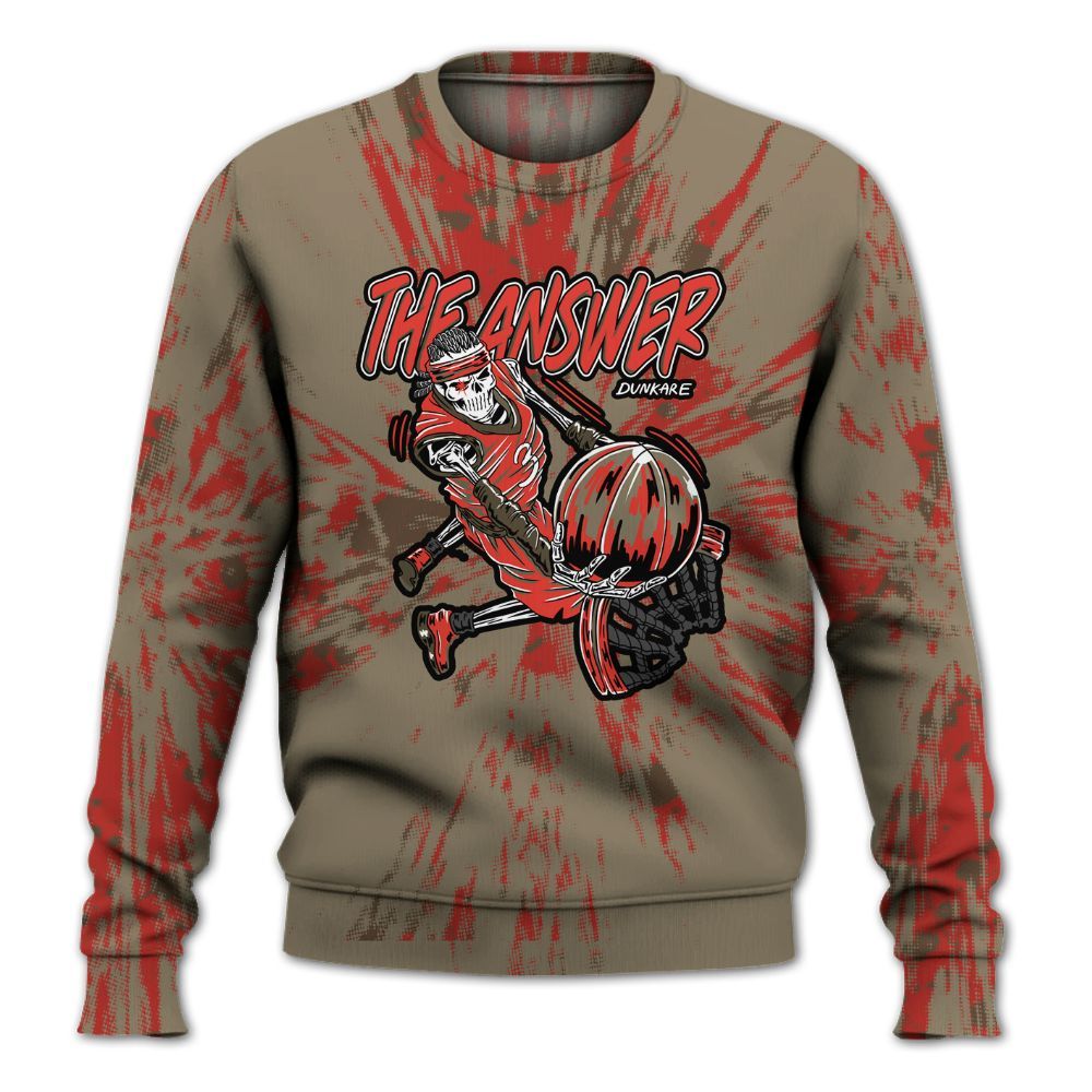 Sweatshirt To Match Olive 9s - The Answer Skeleton Luxury All Over Print