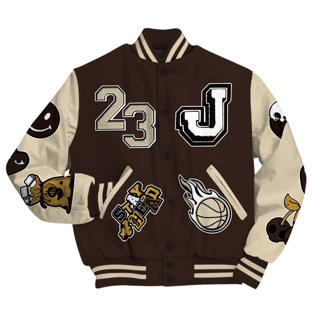 Varsity Jacket To Match 2025 Retro Earth 5s - Hustles Money Number 23 All Over Print